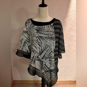 Layer poncho like blouse with connected black tank. 2x Christopher and banks